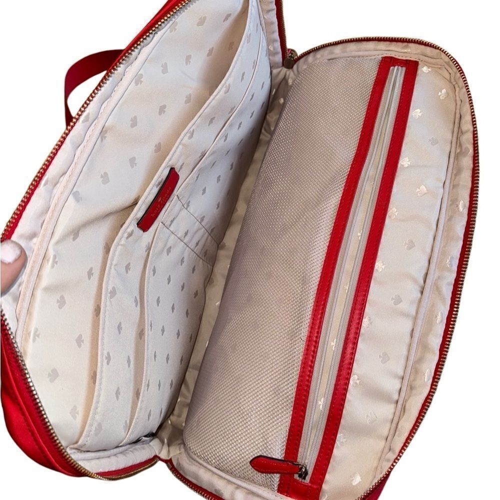 Kate Spade NY Chelsea Nylon Laptop Sleeve Crossbody Bag With Strap in Red & Gold - Picture 9 of 14